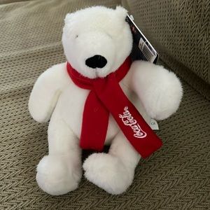 Vintage NWT 2007 Coca Cola Plush Polar Bear w/ Scarf 10” Toy Stuffed Animal